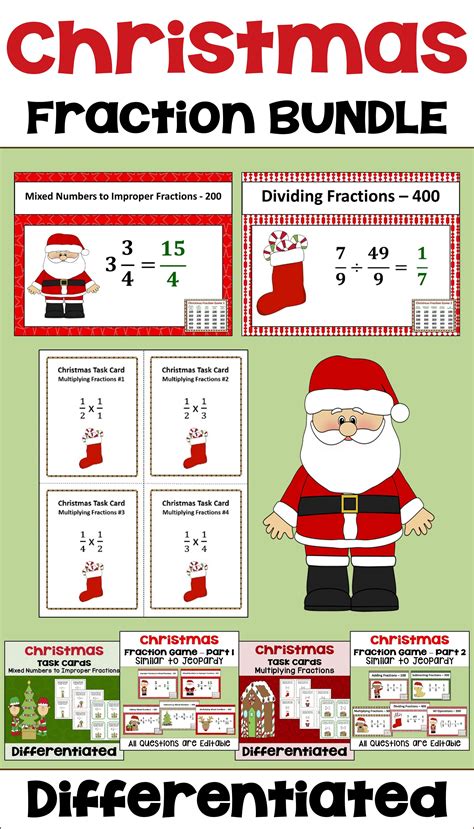 Lots Of Fun Activities In This Christmas Fraction Bundle Including 72