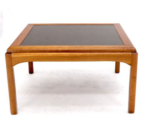 Square Oiled Walnut Faux Slate Top Coffee Table For Sale At 1stdibs Slate Coffee Table