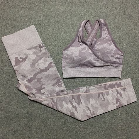 2 piece camo workout set women seamless yoga set camouflage set woman outfits sets fitness