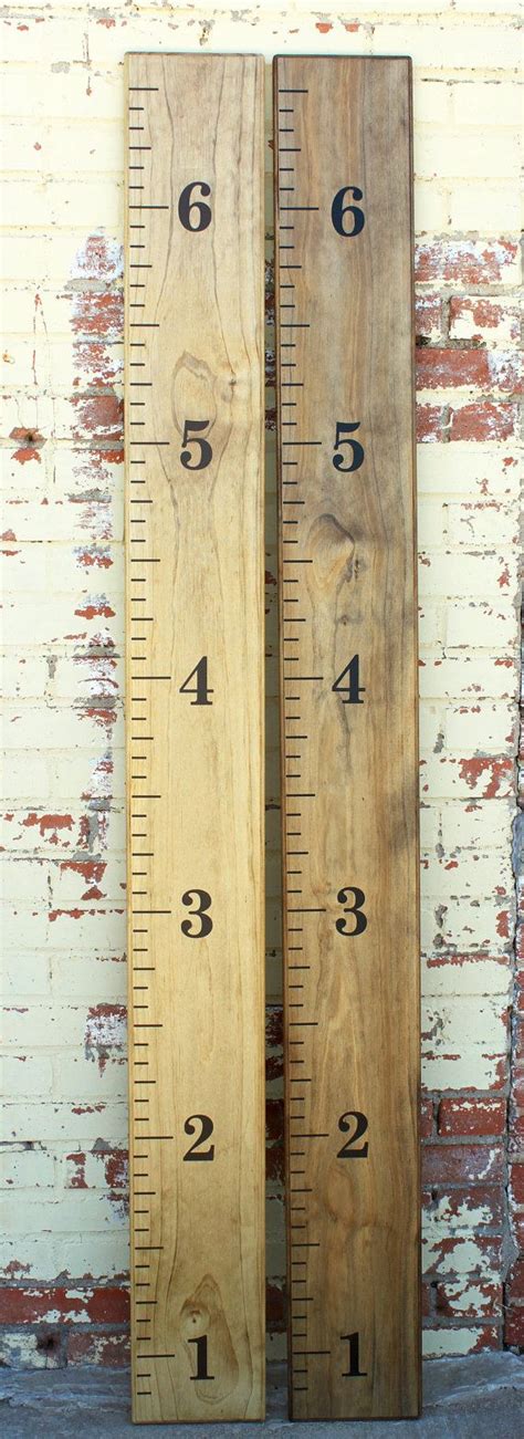 Hand Stained Wooden Growth Chart Ruler Vintage Design Traditional