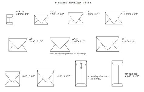 Envelope Size Chart Size Pinterest Envelope Size Chart