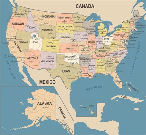 De Kaart Van Verenigde Staten Uitstekende Vectorillustratie Stock