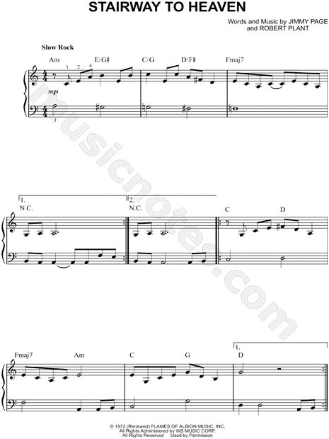 Otherwise though this is a fairly easy and great version for those. Led Zeppelin "Stairway to Heaven" Sheet Music (Easy Piano ...