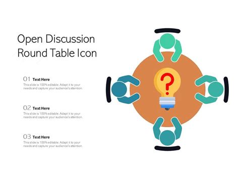 Open Discussion Round Table Icon Powerpoint Presentation Designs
