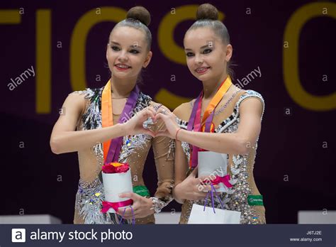 Dina alekseyevna averina is a russian individual rhythmic gymnast. Budapest. 21st May, 2017. Twins Dina Averina (L) and Arina ...