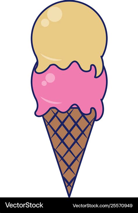 Ice Cream Cone With Two Scoops Blue Lines Vector Image