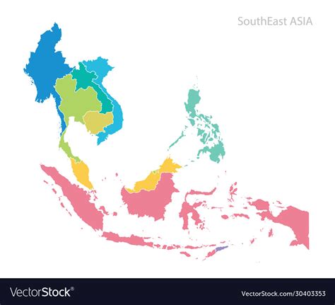 Map Southeast Asia Royalty Free Vector Image Vectorstock