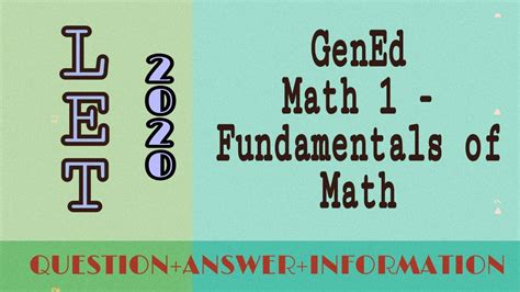 General Education Math 1 Fundamentals Of Math Let Reviewer Jing