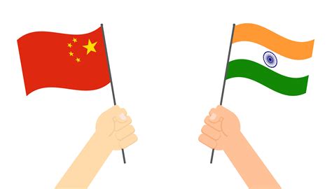 Manos Sosteniendo Banderas De India Y China 1212735 Vector En Vecteezy