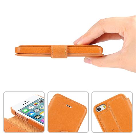 Shieldon Iphone 5s Leather Folio Cover Genuine Wallet Phone Case