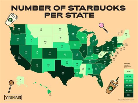 The Number Of Starbucks In Every State Map Isaiah Rippin