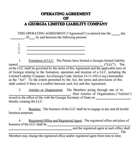 Texas Llc Operating Agreement Template