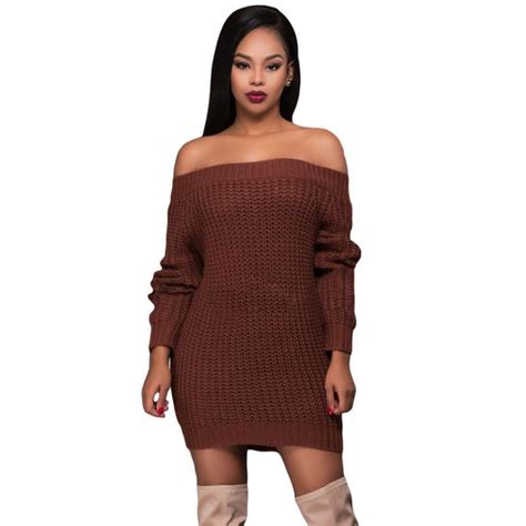 long sleeve sexy off shoulder sweater dress ashlays