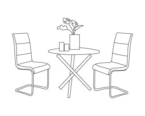 Modern Restaurant Chairs With Table Set With White Background Hand