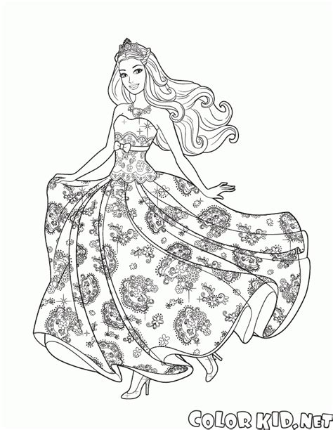 Disegno di barbie magia delle feste con abito bianco da stampare e. Coloring page - Barbie e vestido elegante