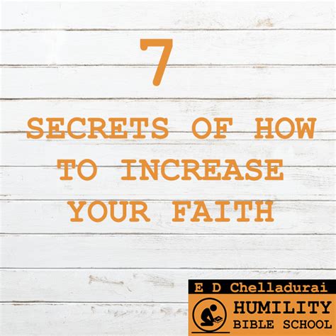 E D Chelladurai Sermons 7 Secrets Of How To Increase Your Faith