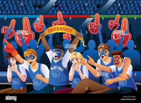 A Vector Illustration Of Basketball Fans Cheering Inside Stadium Stock