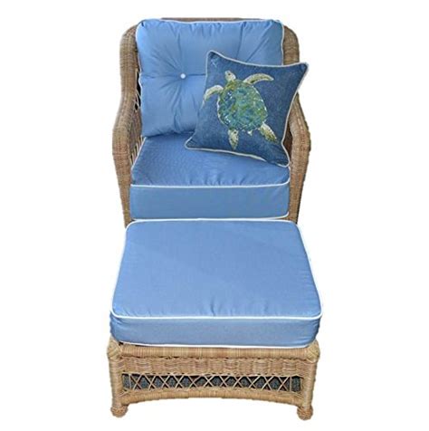 Sunbrella Canvas Air Blue W White Pipping Cording Cushion Set For