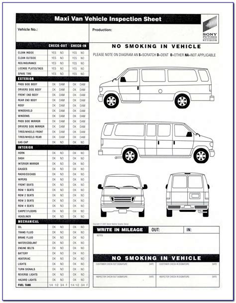 Vehicle Check Sheet Template Excel