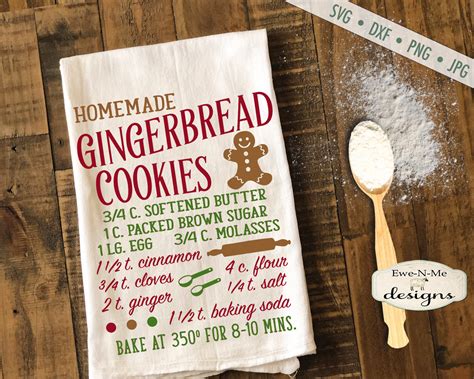 Gingerbread Cookie Recipe Svg Cookie Recipe Svg Christmas Etsy Canada