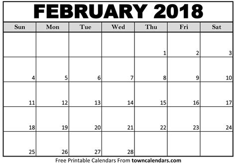 In fact, one can easily get it in any of the forms and one more thing is that malaysia 2020 holiday calendar. Printable February 2018 Calendar - towncalendars.com