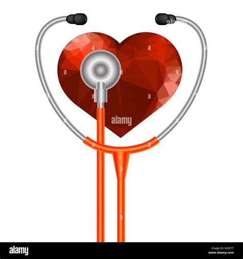 Stethoscope Heart Symbol Medical Acoustic Instrument With Cord