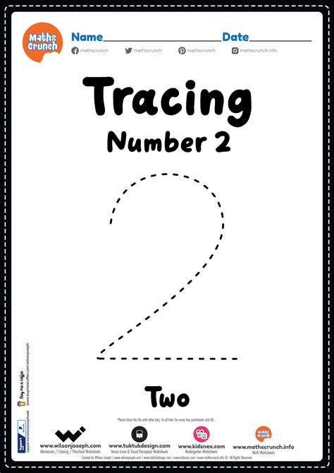 Tracing Number 2 Worksheets