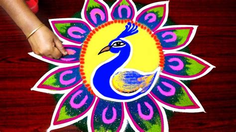 15 Peacock Kolam Rangoli Designs Ideas For Pongal 2024