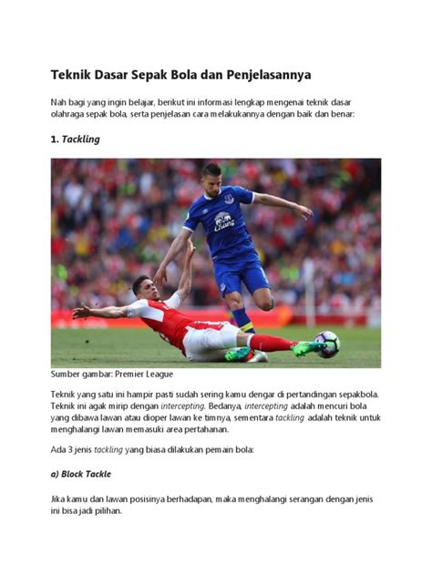 Teknik Dasar Sepak Bola Dan Penjelasannya Pdf