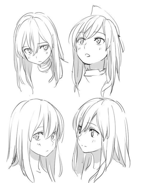 Head Poses Anime Head Anime Hair Manga Drawing