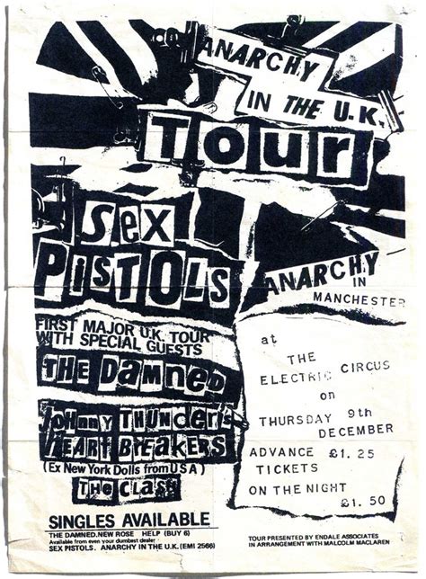 Jamie Reid Anarchy In The Uk Flyer Punk Poster Punk Design Gig Posters