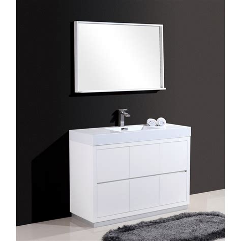 Kubebath Bliss 48 High Gloss White Free Standing Single Sink Modern