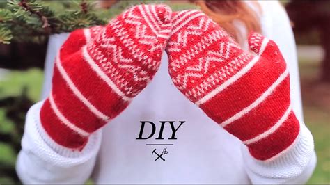 DIY WINTER MITTENS FROM SWEATER UPCYCLE YouTube