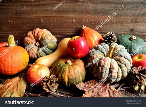 Pumpkinsapples With Fall Leavesimage Of Autumn And Halloween Season