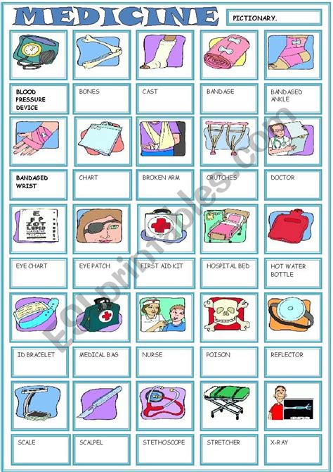 Medicine Pictionary Esl Worksheet By Gemaherlo