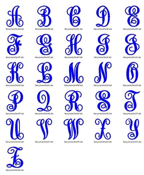 Fancy Curly Monogram Machine Embroidery Font Rivermill Embroidery