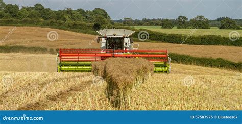 Modern Claas Combine Harvester Header Cutting Crops Editorial Image