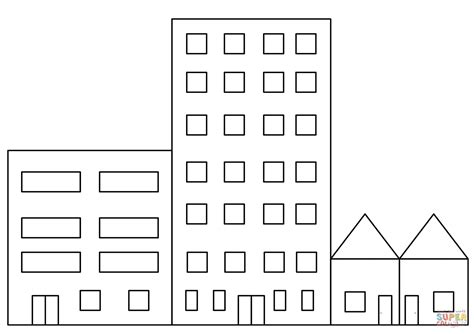 City Buildings Coloring Page Free Printable Coloring Pages