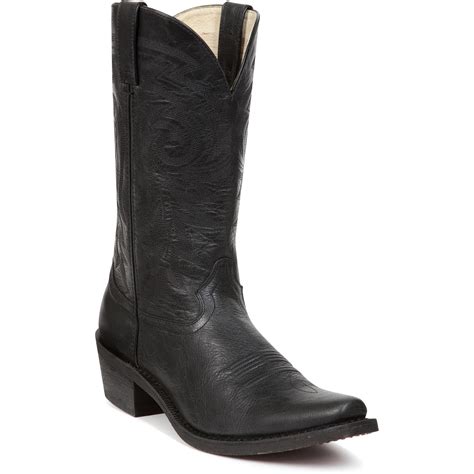 Bota Durango: Botas vaqueras sin cordones negras de 12 pulgadas para