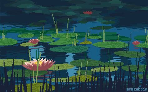 Monday Morning Lilies Me Digital 2019 Pixel Art Landscape Cool Pixel