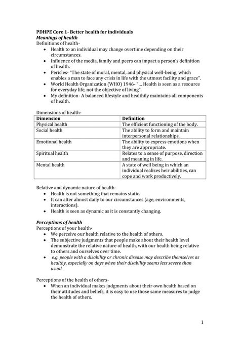 Pe Notes Personal Development Health And Physical Education Year