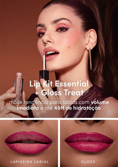 Lip Kit Cereja Essencial Eudora Glam By Camila Queiroz Gloss Treat Ml Lapiseira Labial