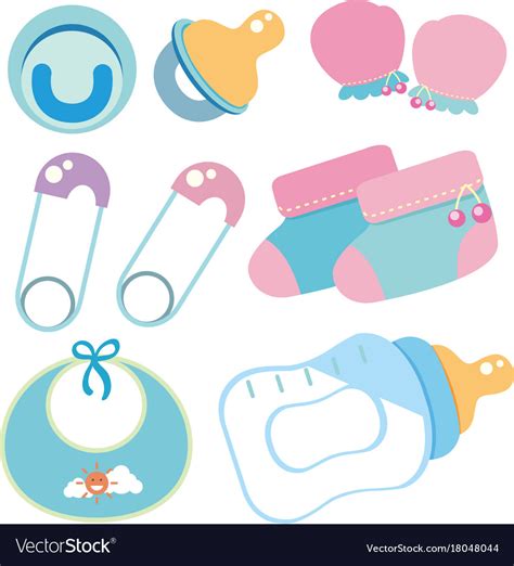 Baby Items On White Background Royalty Free Vector Image