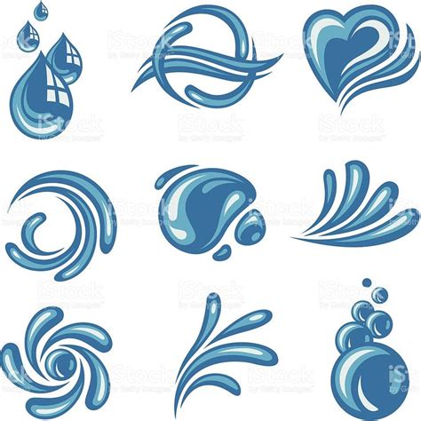Set Of Abstract Waters Icons Water Icon September Art Free Vector Art