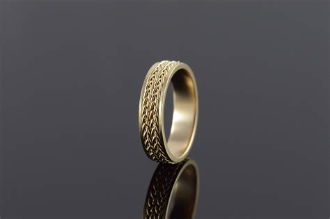 14k 57mm Handmade Dual Rope Mens Wedding Band Yellow Gold Ring Size