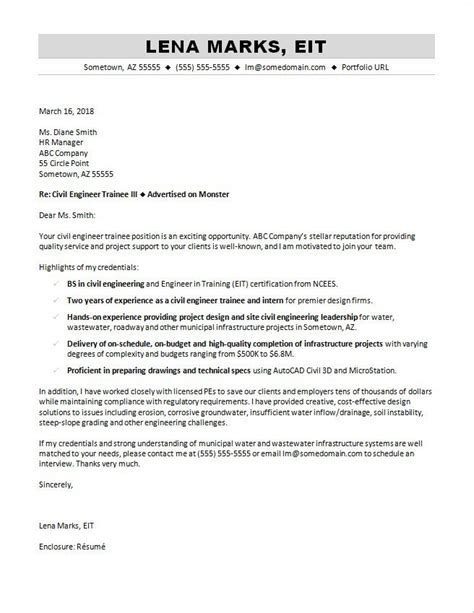 I wish to apply for the post of civil engineer as advertised on the dayjob.com web site. Civil Engineering Cover Letter Sample | Monster.com