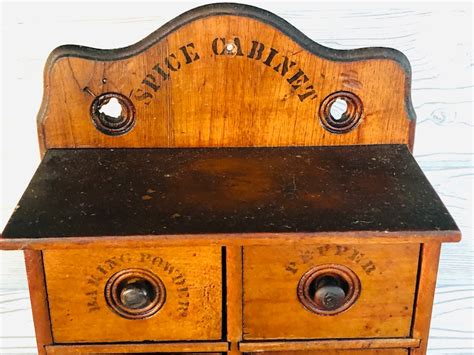 Antique Wood Spice Cabinet Primitive 8 Drawer Wooden Spice Etsy