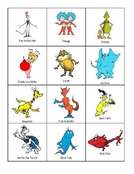 Dr seuss characters names and pictures , dr seuss love quotes mutual weirdness, text is burstingmar. Dr. Seuss Character Cards by ESchritz | Teachers Pay Teachers