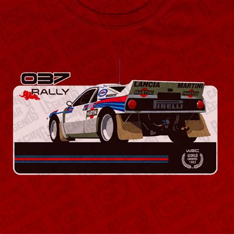 T Shirt Rally Lancia 037 Martini Racing Red Racing Car Legends