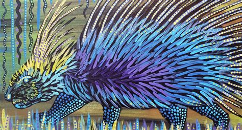 Porcupine Painting Abstract Animal Acrylic Original Artwork Etsy